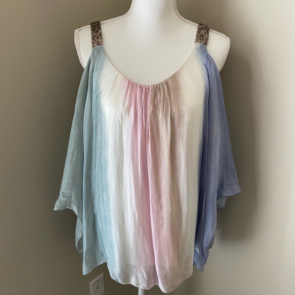 Belle France Pastel Silk & Sequin Top